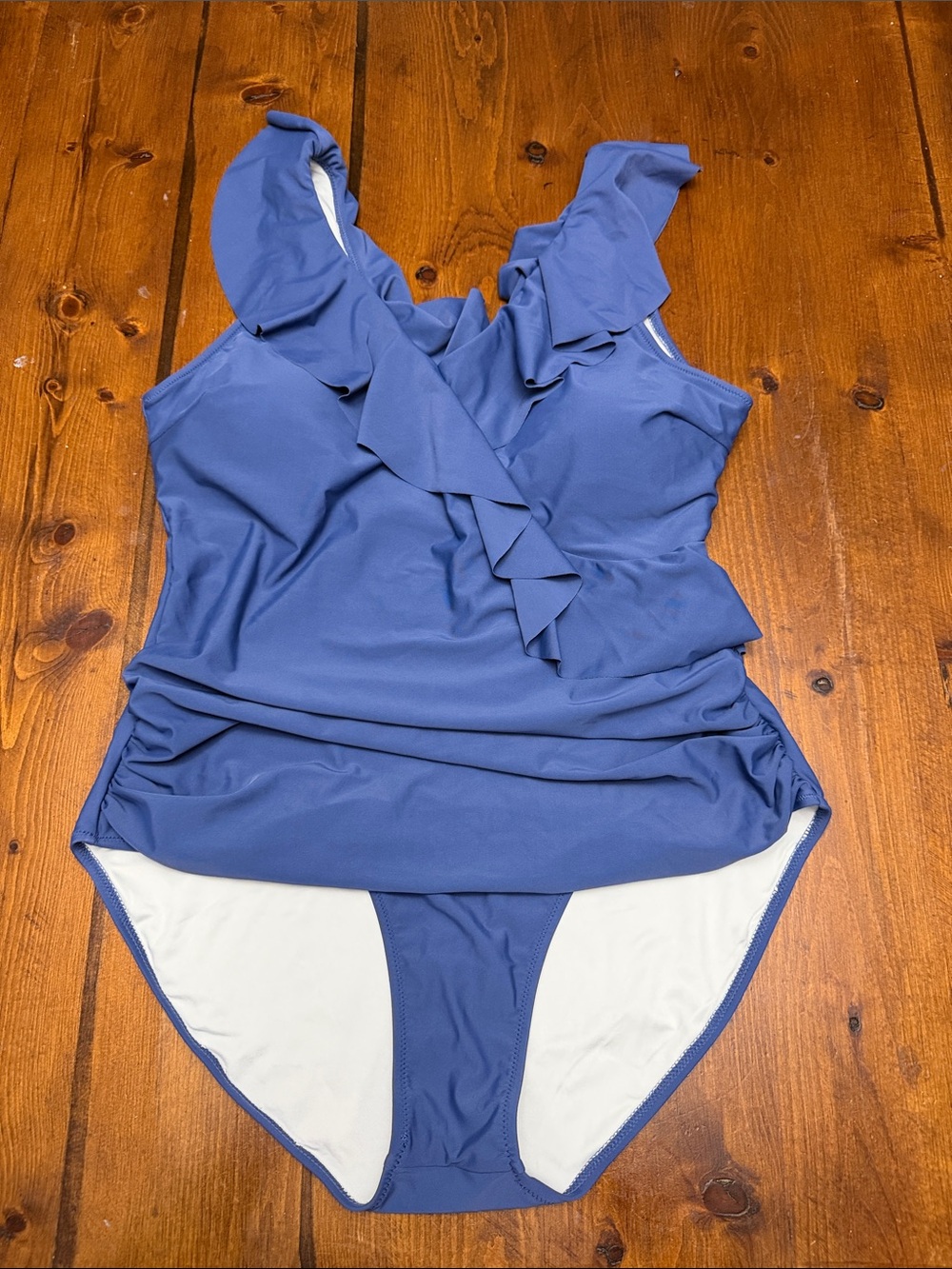 Ruffled One-Piece Swimsuit in Blue